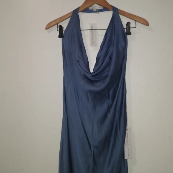 NWT YOUNG FABULOUS & BROKE Rebel Halter Blue Dress - Picture 4 of 8